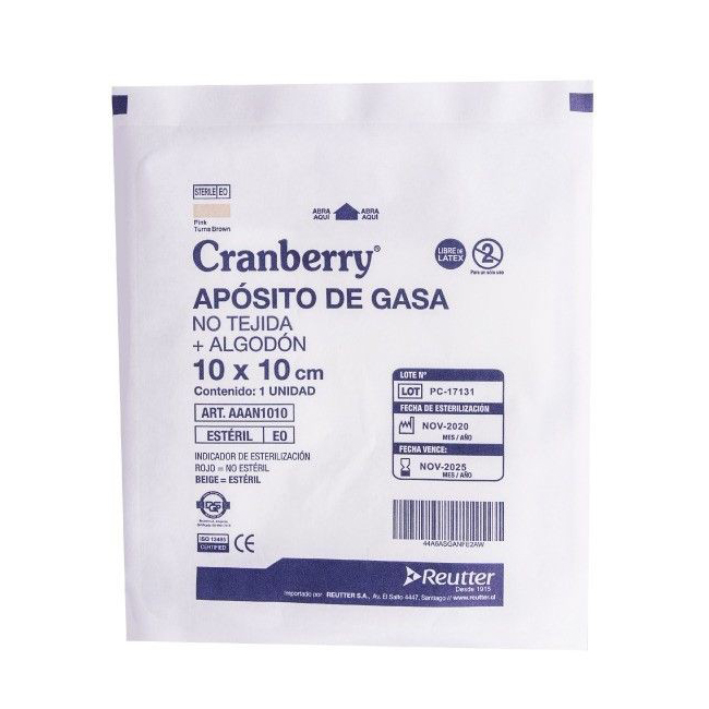 Aposito gasa no tejida + algodon est 10x10 cm cranberry Aposito gasa no tejida + algodon est 10x10 cm cranberry PAQ X 10UN - Imagen 1