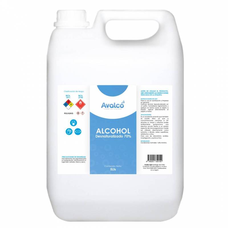 Alcohol desnaturalizado bidon 5 litros Avalco Alcohol desnaturalizado bidon 5 litros Avalco - Imagen 1